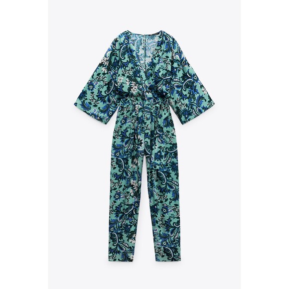 Zara Paisley Floral Print Tie Waist Pants Jumpsuit (NWT) - Picture 8 of 10